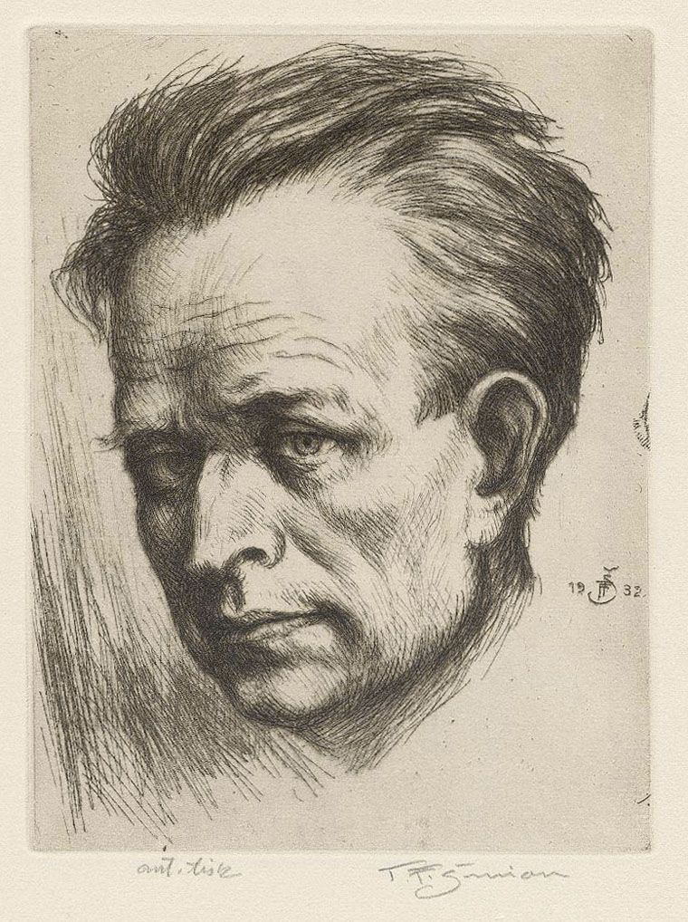 Tavík František Šimon: Autoportrét, lept, 1932